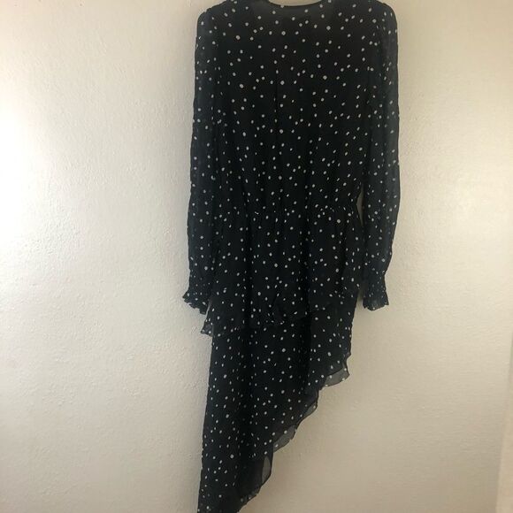 Blue Life Sample Becks polka dot Midi asymmetrical black Dress Size  S - Picture 8 of 9